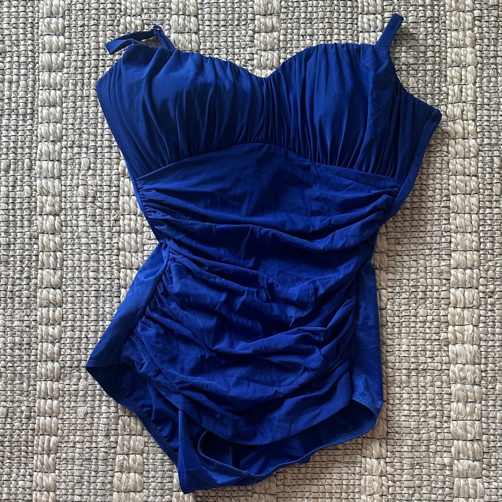 Miraclesuit Cobalt Blue Ruched One-Piece Swimsuit